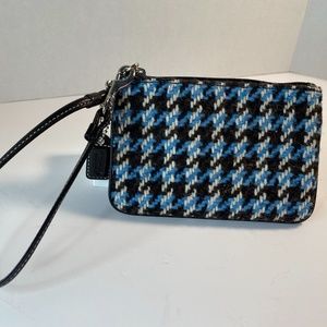 Coach Small Blue Tweed Wristlet